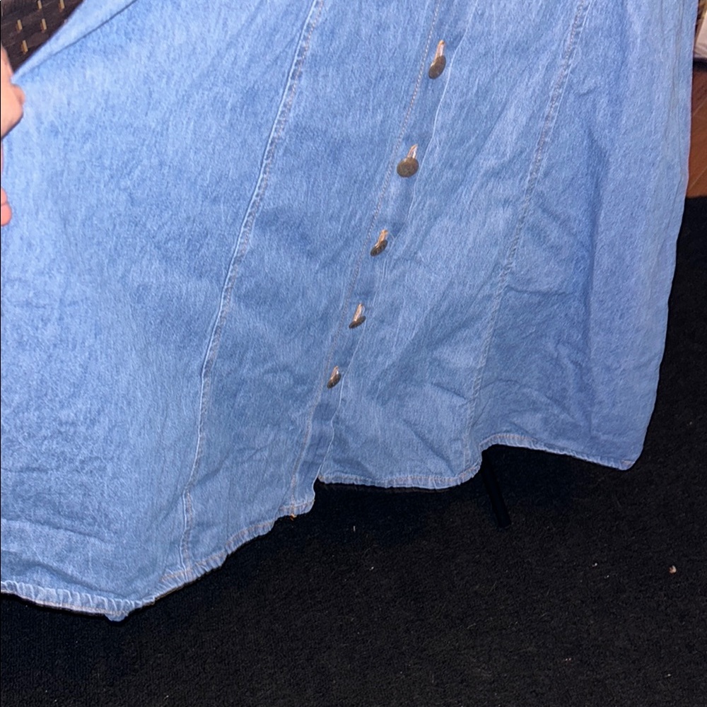 JIM ELLIOT Vintage 90s Blue Denim Button-Down Dress - Picture 5 of 8